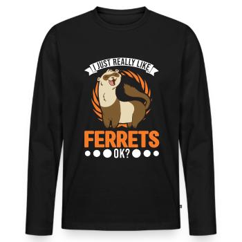 J’aime beaucoup Ferrets Frettchen - T-shirt manches longues Premium bio Homme - noir - Devant - Nico (187cm)