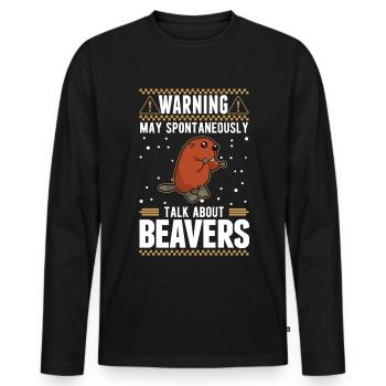 May spontaneously talk about Beavers Biber - Männer Premium Bio Langarmshirt - Schwarz - Vorne - Nico (187cm)