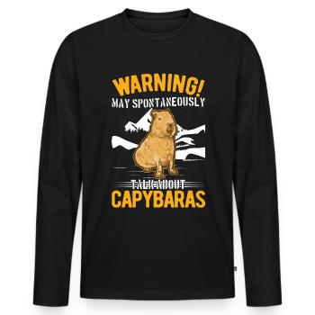 May spontaneously talk about Capybaras - Männer Premium Bio Langarmshirt - Schwarz - Vorne - Nico (187cm)