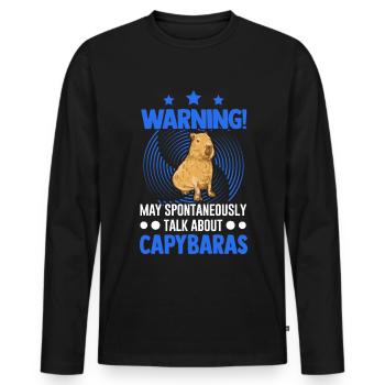 Peut parler spontanément de Capybaras - T-shirt manches longues Premium bio Homme - noir - Devant - Nico (187cm)