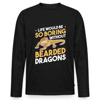 Bearded Dragon Pogona Gift - Men's Premium Organic Long Sleeve Shirt - black - Front - Nico (187cm)