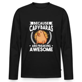 Because Capybaras are freaking awesome - Männer Premium Bio Langarmshirt - Schwarz - Vorne - Nico (187cm)
