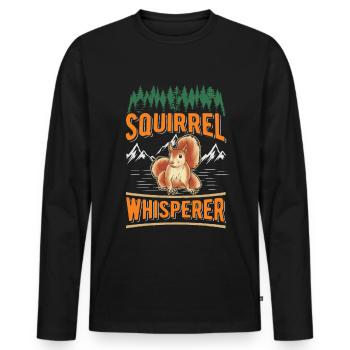 Eichhörnchen Flüsterer Squirrel Whisperer - Men's Premium Organic Long Sleeve Shirt - black - Front - Nico (187cm)
