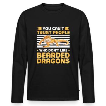 Bearded Dragon Pogona Gift - Men's Premium Organic Long Sleeve Shirt - black - Front - Nico (187cm)
