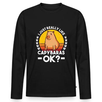 I just really like Capybaras capybara - Men's Premium Organic Long Sleeve Shirt - black - Front - Nico (187cm)