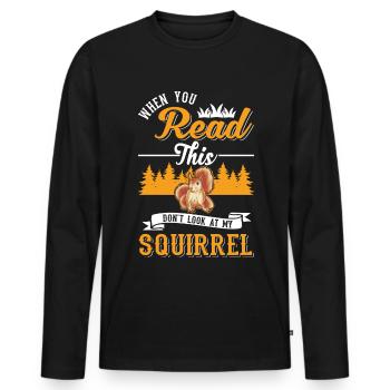 Cadeau Écureuil Gris Écureuil - T-shirt manches longues Premium bio Homme - noir - Devant - Nico (187cm)