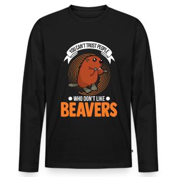 Biber Geschenk Biberdamm - Männer Premium Bio Langarmshirt - Schwarz - Vorne - Nico (187cm)