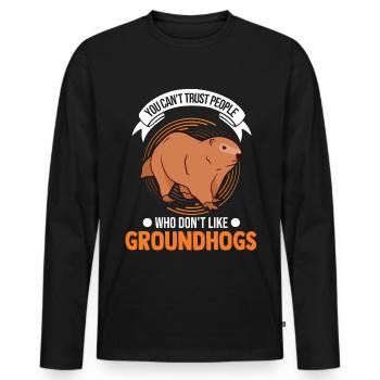 Murmeltier Groundhog Marmot Waldmurmeltier - Männer Premium Bio Langarmshirt - Schwarz - Vorne - Nico (187cm)