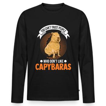 You can't trust people who don't like Capybaras - Männer Premium Bio Langarmshirt - Schwarz - Vorne - Nico (187cm)