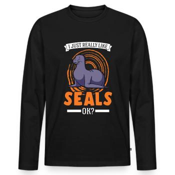 I just really like Seal Seal Seals - Men's Premium Organic Long Sleeve Shirt - black - Front - Nico (187cm)