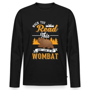 Australischer Wombat Geschenk - Männer Premium Bio Langarmshirt - Schwarz - Vorne - Nico (187cm)
