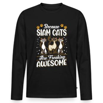 Because Siam Cats are freaking awesome - Men's Premium Organic Long Sleeve Shirt - black - Front - Nico (187cm)