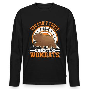 Australischer Wombat - Männer Premium Bio Langarmshirt - Schwarz - Vorne - Nico (187cm)