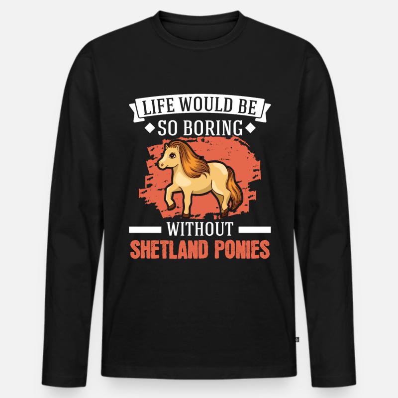 Shetland Pony Geschenk Shetty - Männer Premium Bio Langarmshirt - Schwarz