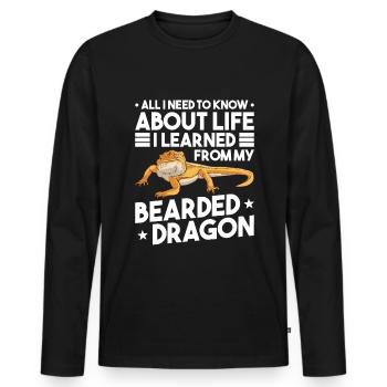 Bartagame Dragon barbu - T-shirt manches longues Premium bio Homme - noir - Devant - Nico (187cm)