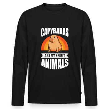 Capybaras are my spirit animals - Männer Premium Bio Langarmshirt - Schwarz - Vorne - Nico (187cm)
