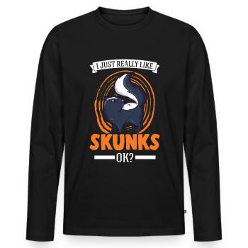 J’aime vraiment Skunks, ok Skunk - T-shirt manches longues Premium bio Homme - noir - Devant - Nico (187cm)