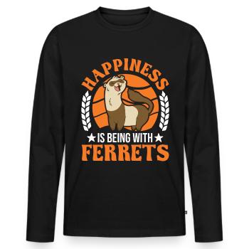 Le bonheur, c’est d’être avec Ferrets Frettchen - T-shirt manches longues Premium bio Homme - noir - Devant - Nico (187cm)