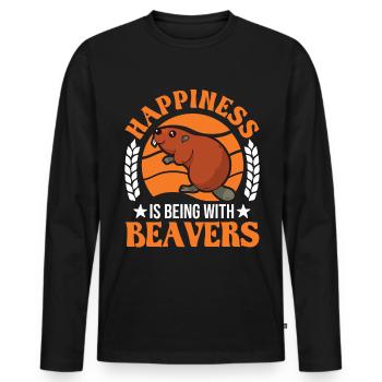 Happiness is being with Beavers Biber - Männer Premium Bio Langarmshirt - Schwarz - Vorne - Nico (187cm)
