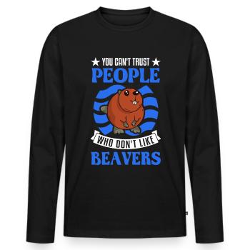 Biber Geschenk Biberdamm - Männer Premium Bio Langarmshirt - Schwarz - Vorne - Nico (187cm)