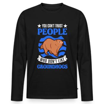 Murmeltier Groundhog Marmot Waldmurmeltier - Männer Premium Bio Langarmshirt - Schwarz - Vorne - Nico (187cm)
