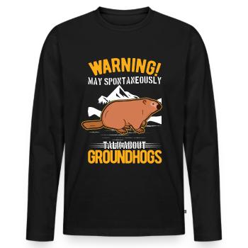 Marmot Gift Groundhog Day Woodchuck - Men's Premium Organic Long Sleeve Shirt - black - Front - Nico (187cm)