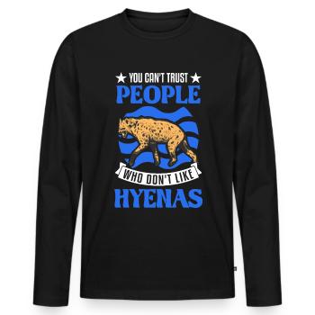 Hyäne Geschenk Erdwolf Hyena - Männer Premium Bio Langarmshirt - Schwarz - Vorne - Nico (187cm)