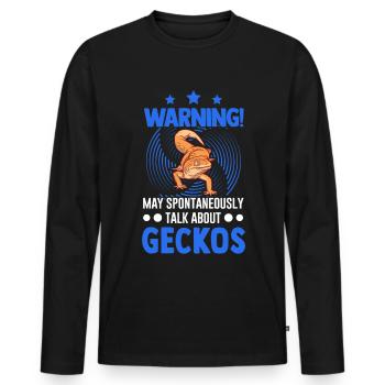 Gecko Geschenk Leopardgecko - Männer Premium Bio Langarmshirt - Schwarz - Vorne - Nico (187cm)