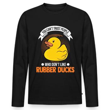 Canard en caoutchouc Cadeau Canard Grinçant Canard Bain Canard - T-shirt manches longues Premium bio Homme - noir - Devant - Nico (187cm)