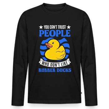 Canard en caoutchouc Cadeau Canard Grinçant Canard Bain Canard - T-shirt manches longues Premium bio Homme - noir - Devant - Nico (187cm)