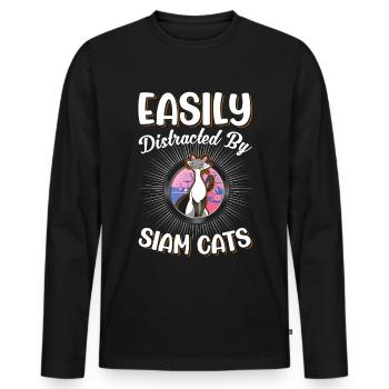 Siamkatze Siam Cat Siamesische Katze - Männer Premium Bio Langarmshirt - Schwarz - Vorne - Nico (187cm)