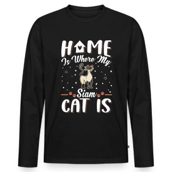 Siamkatze Zuhause Siamesische Katze Siam Cat - Männer Premium Bio Langarmshirt - Schwarz - Vorne - Nico (187cm)
