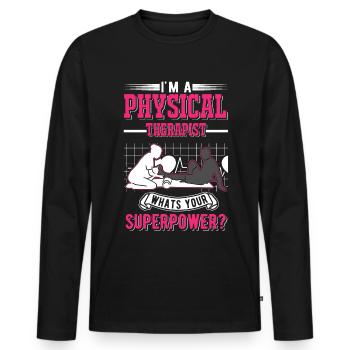 Physiotherapist Superpower Physiotherapy Physio - Men's Premium Organic Long Sleeve Shirt - black - Front - Nico (187cm)