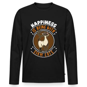 Siamese Cat Happy Siamese Cat Siam cat - Men's Premium Organic Long Sleeve Shirt - black - Front - Nico (187cm)