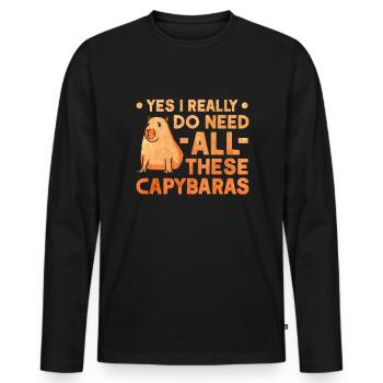 Capybara Wasserschwein Capibara - Men's Premium Organic Long Sleeve Shirt - black - Front - Nico (187cm)