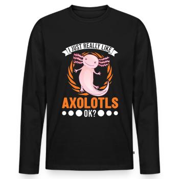 J’aime beaucoup Axolotls Tail Luch - T-shirt manches longues Premium bio Homme - noir - Devant - Nico (187cm)