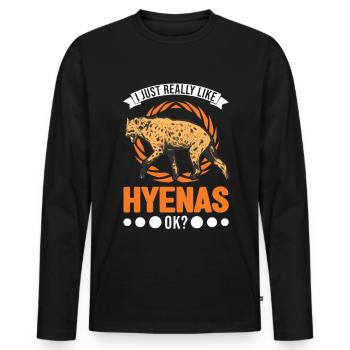 J’aime vraiment Hyenas Earth Wolf Hyena - T-shirt manches longues Premium bio Homme - noir - Devant - Nico (187cm)