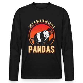 Just a Boy who loves Pandas - Männer Premium Bio Langarmshirt - Schwarz - Vorne - Nico (187cm)