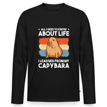 Capybara Wasserschwein Capibara - Men's Premium Organic Long Sleeve Shirt - black - Front - Nico (187cm)