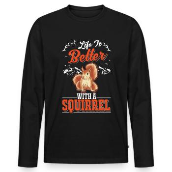 La vie est meilleure avec un écureuil Eichhörnchen - T-shirt manches longues Premium bio Homme - noir - Devant - Nico (187cm)