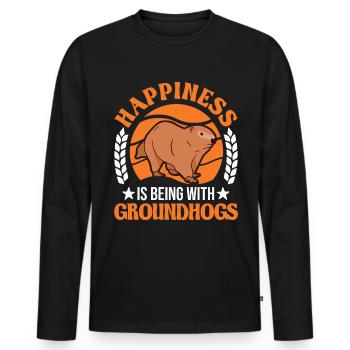 Happiness is being with Groundhogs Marmot - Men's Premium Organic Long Sleeve Shirt - black - Front - Nico (187cm)