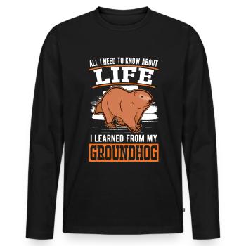 Murmeltier Groundhog Day Marmot Woodchuck - Men's Premium Organic Long Sleeve Shirt - black - Front - Nico (187cm)