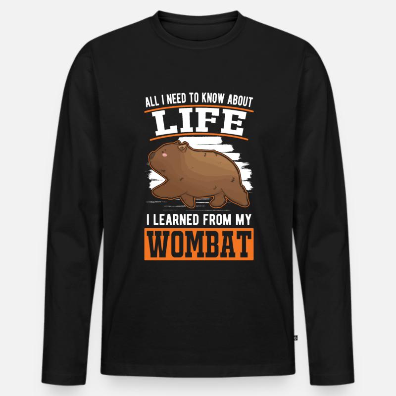 Australischer Wombat - Männer Premium Bio Langarmshirt - Schwarz