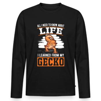 Gecko Geschenk Leopardgecko - Männer Premium Bio Langarmshirt - Schwarz - Vorne - Nico (187cm)