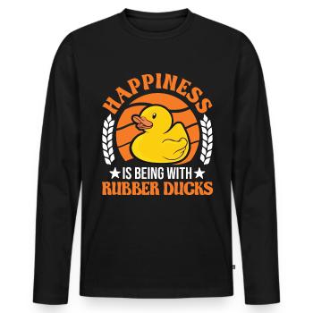 Happiness is being with Rubber Ducks Rubber Duck - Men's Premium Organic Long Sleeve Shirt - black - Front - Nico (187cm)