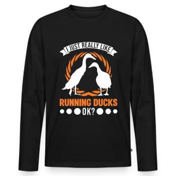 J’aime beaucoup Running Ducks, ok Laufente - T-shirt manches longues Premium bio Homme - noir - Devant - Nico (187cm)