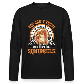 Cadeau Écureuil Gris Écureuil - T-shirt manches longues Premium bio Homme - noir - Devant - Nico (187cm)