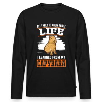 Capybara Wasserschwein Capibara - Men's Premium Organic Long Sleeve Shirt - black - Front - Nico (187cm)