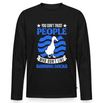 Indian Running Gift Running Duck - Men's Premium Organic Long Sleeve Shirt - black - Front - Nico (187cm)