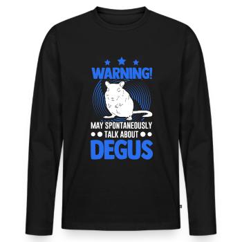 Warning May spontaneously talk about Degus - Men's Premium Organic Long Sleeve Shirt - black - Front - Nico (187cm)